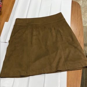 Brown micro suede a line mini skirt